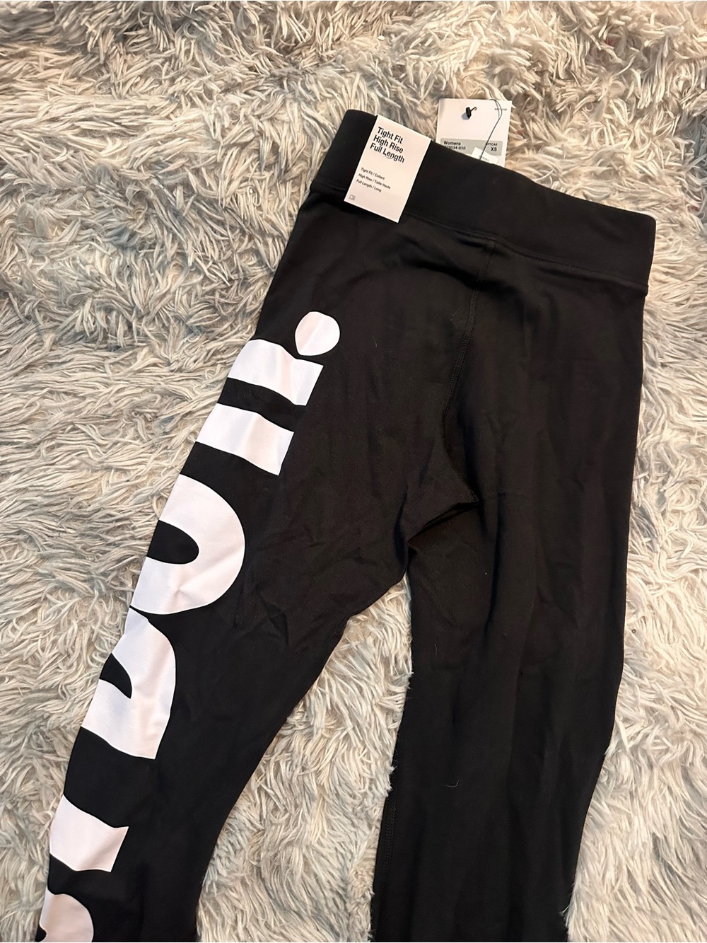 Nike Kids' Black Leggings with White Side Logo